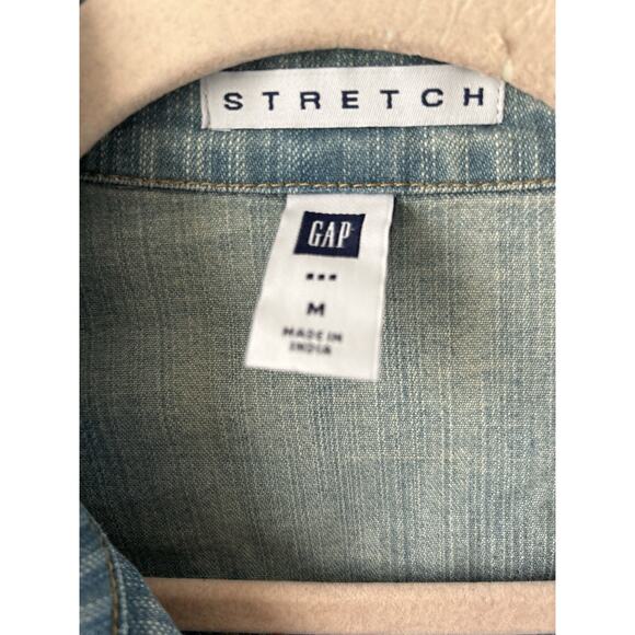 Y2K Vintage GAP Stretch Denim Blazer Jean Light Wash Jacket Medium Fall 2004 - Picture 7 of 15